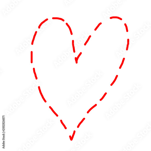 Doodle heart love. Hand drawn heart sketch icon. Red hand drawn heart love isolated on white background. Valentines Day. Vector.