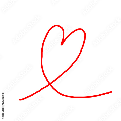 Doodle heart love. Hand drawn heart sketch icon. Red hand drawn heart love isolated on white background. Valentines Day. Vector.