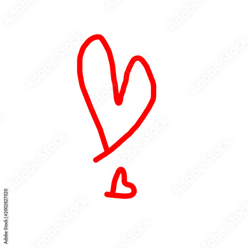 Doodle heart love. Hand drawn heart sketch icon. Red hand drawn heart love isolated on white background. Valentines Day. Vector.