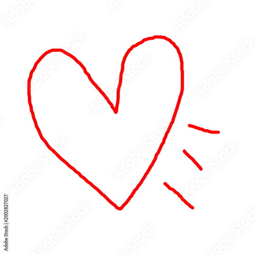 Doodle heart love. Hand drawn heart sketch icon. Red hand drawn heart love isolated on white background. Valentines Day. Vector.