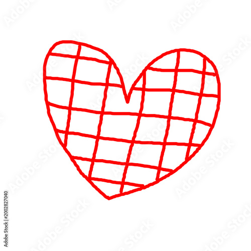 Doodle heart love. Hand drawn heart sketch icon. Red hand drawn heart love isolated on white background. Valentines Day. Vector.