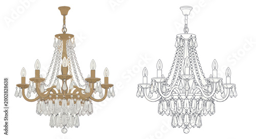 Golden and silver crystal chandeliers compared.