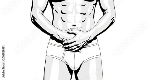 Man with muscular abdomen and underwear.