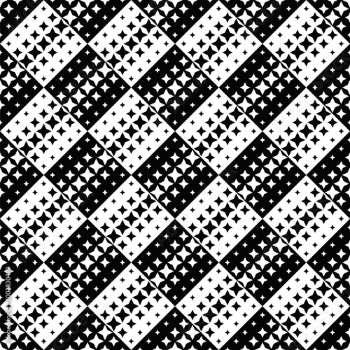 Seamless abstract black and white geometrical star pattern background