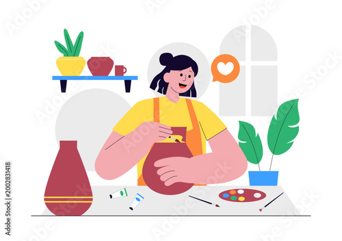 DIY Class Vector Illustration Featuring Craft Workshop Creative Handmade Activities, Pottery, Painting, Sewing, Art Learning, Hobby Studio Design