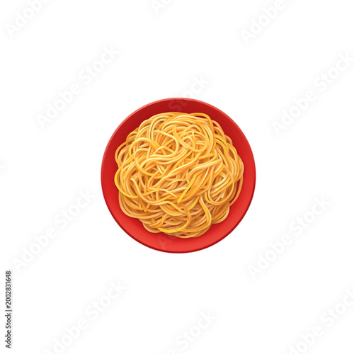 noodles in a red bowl vector