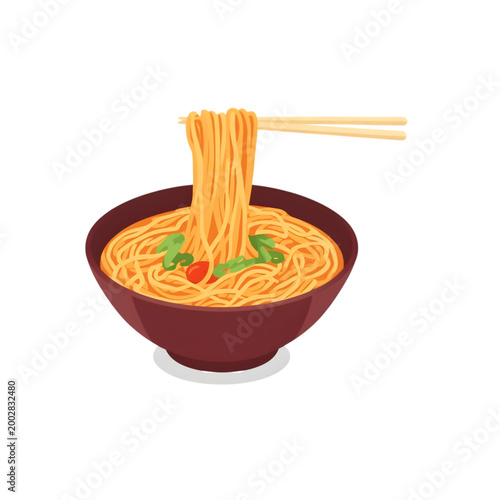 noodle soup in a bowl with chopsticks
