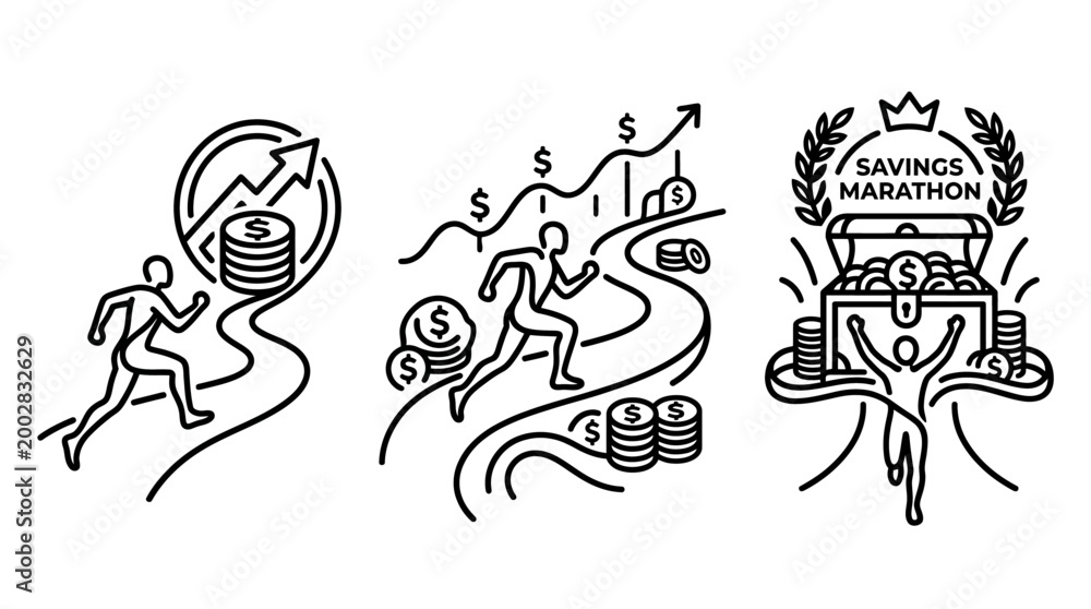 Fototapeta premium Financial Marathon - Achieving Savings Goals with Determination and Perseverance.