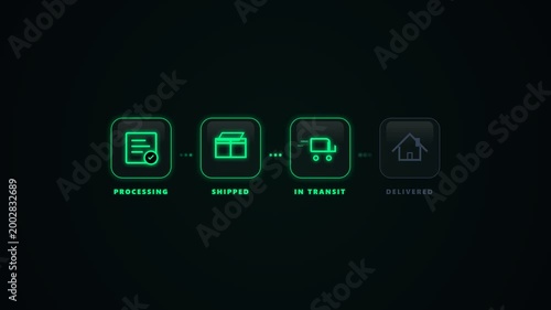 Neon Cyber Security Interface Icons In Motion.