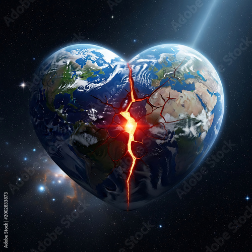 Earth in the shape of a broken heart