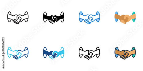 Collaboration icons set multiple style collection. Editable stroke 
