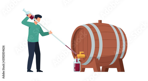 Winemaker Tasting Barrel of Wine at Vineyard Celebration