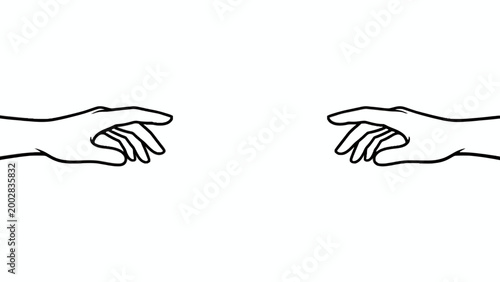 Two hands reaching to connect minimalist line art illustration