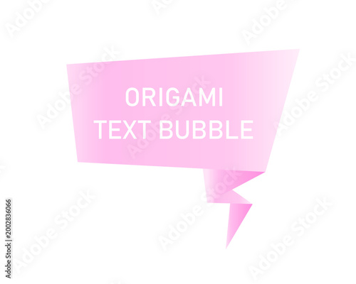 Origami speech bubble vector element. Origami style blank announcement or message box.