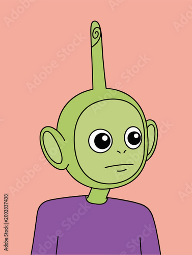 Tablou pe pânză A Minimalist Vector Art Portrait of a Quirky Green Alien Character Inspired by T