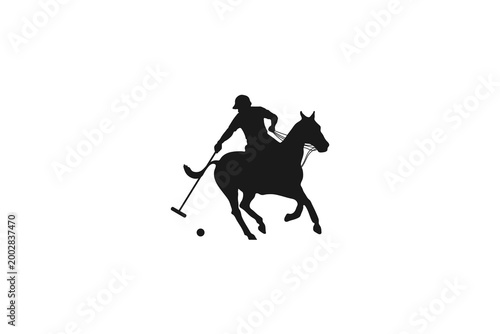 Equestrian Polo Player on Horseback Action Silhouette