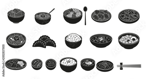 Variety of Asian food dishes.