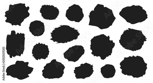 Set of Hand Drawn Ink Brush Strokes and Grunge Paint Splatters