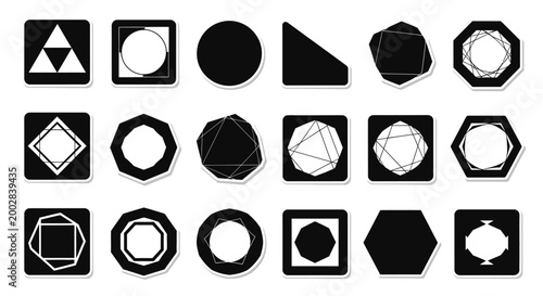 Set of Minimalist Geometric Vector Icons and Abstract Shape Elements