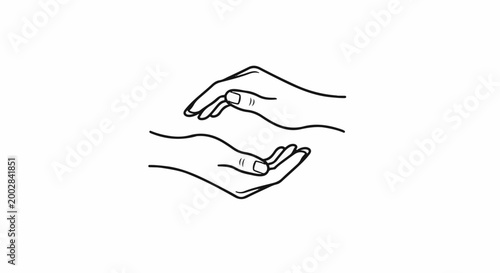 Minimalist outline of two hands, one cradling the other, conveying support and care
