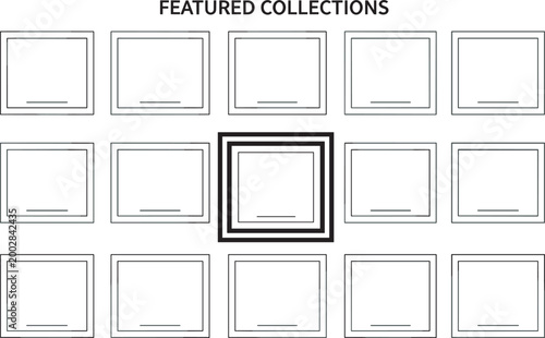 Modern featured collections grid with highlighted card flat vector interface layout