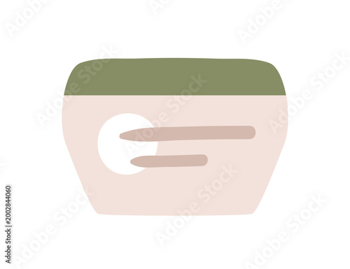 Cream jar. Abstract beauty product, cosmetic moisturizer in plastic packaging. Face skincare, moisturizing mask. Skin care cosmetics. Flat vector illustration isolated on white background