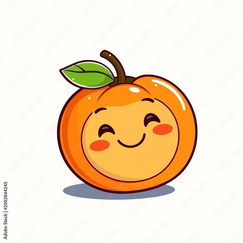 Obraz premium Illustrated orange nut-shaped food icon with a smiling face, bright, playful