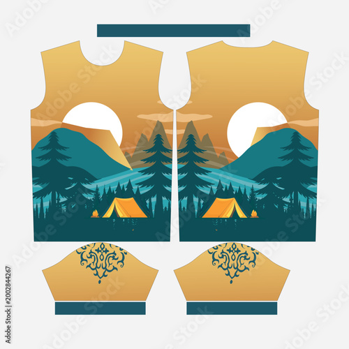 Sunset Mountain Camping and Nature Landscape Sports Jersey Sublimation Print Design