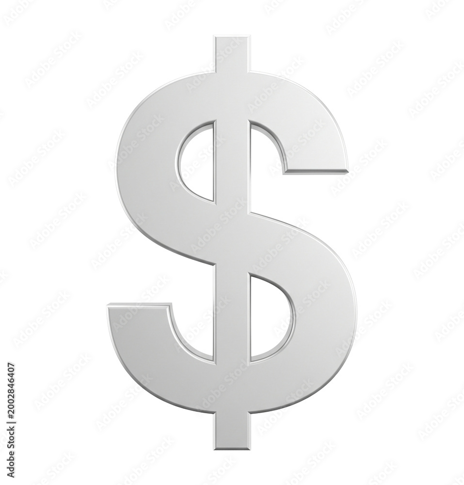Obraz premium Dollar symbol isolated on transparent background, financial currency icon, money sign, business and economy concept, metallic dollar symbol PNG 