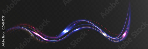 Futuristic Neon Wavy Light Trail With Glowing Energy Flow On Dark Background