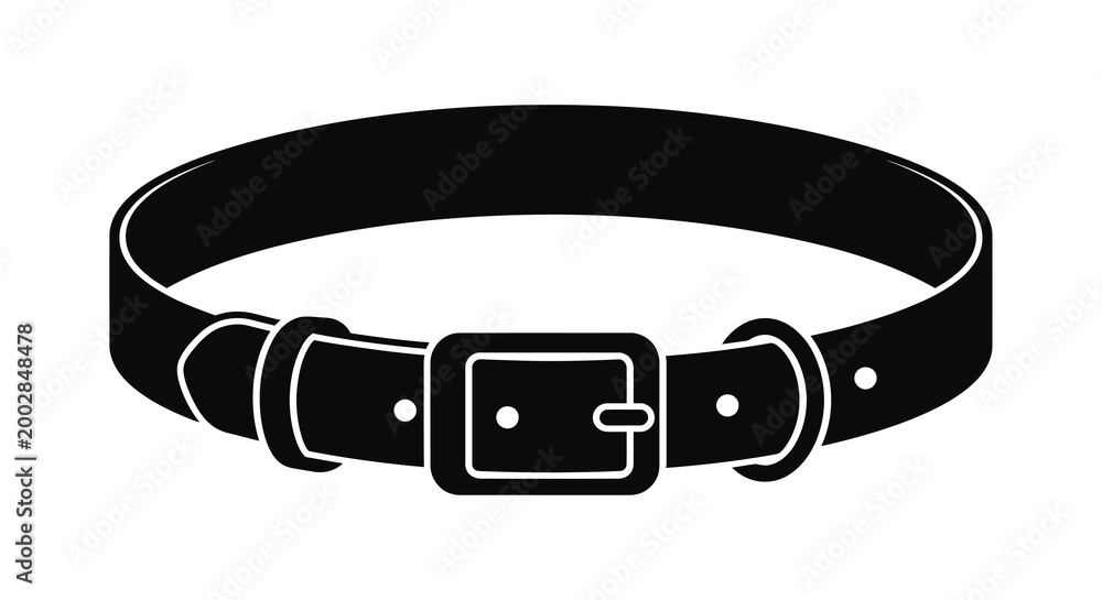 Fotografie Black belt with rectangular buckle silhouette high quality