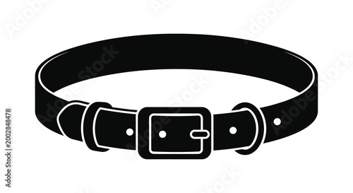 Fotografie Black belt with rectangular buckle silhouette high quality
