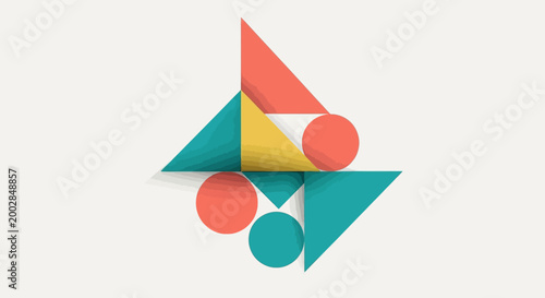 Free Download Abstract Geometric Composition with Colorful Triangles and Circles - GFXLoad