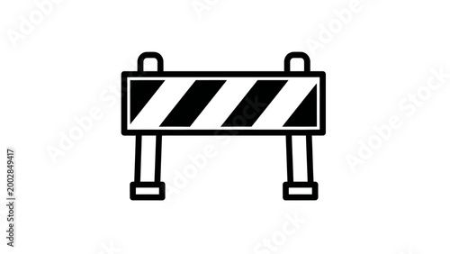 Road barrier icon for construction and maintenance works isolated on white background.