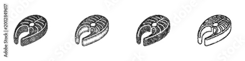 Canvas Print Sketch fish steak icon design set