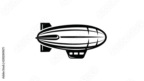Vector illustration of a vintage blimp or zeppelin airship icon isolated on a white background.