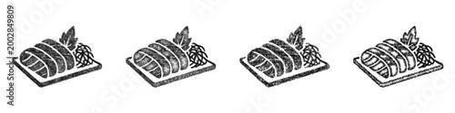 Sketch sashimi icon design set