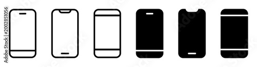 Smartphone mobile device outline and solid icons