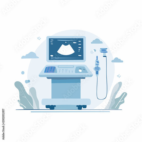 Medical Ultrasound Machine Illustration