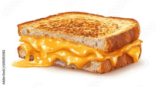 Golden Cheese Delight: An appetizing grilled cheese sandwich oozing with melted golden cheese, showcasing a culinary masterpiece