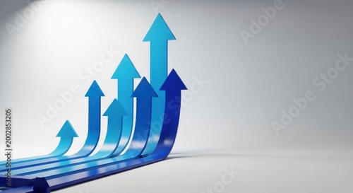Upward Trending Blue Arrows Symbolizing Growth and Success.