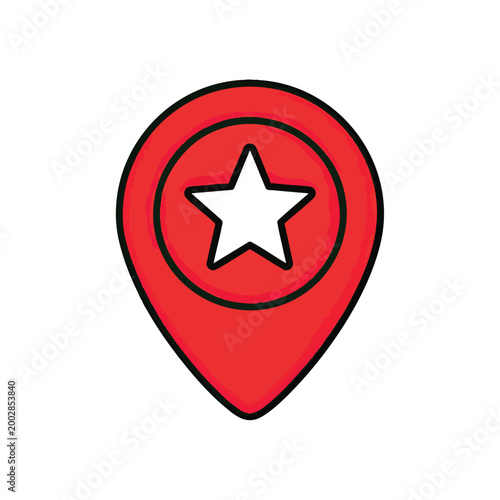 Free Download Red map location pin icon with a white star symbol. - GFXLoad