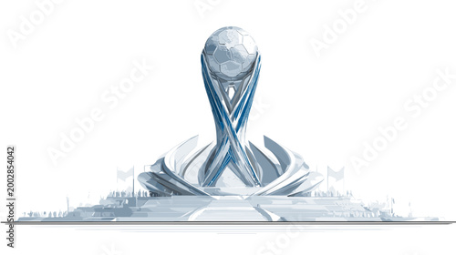 Soccer Tournament Trophy: A striking, artistic rendering of the coveted soccer tournament trophy, a symbol of international sporting excellence and global competition.