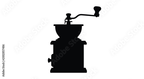 Vintage coffee grinder silhouette on a white background