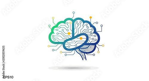 Abstract digital human brain circuit board concept illustration.