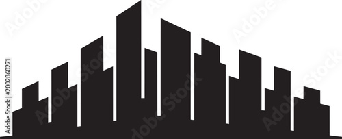 Abstract cityscape silhouette vector illustration with modern skyscraper shapes with building vector