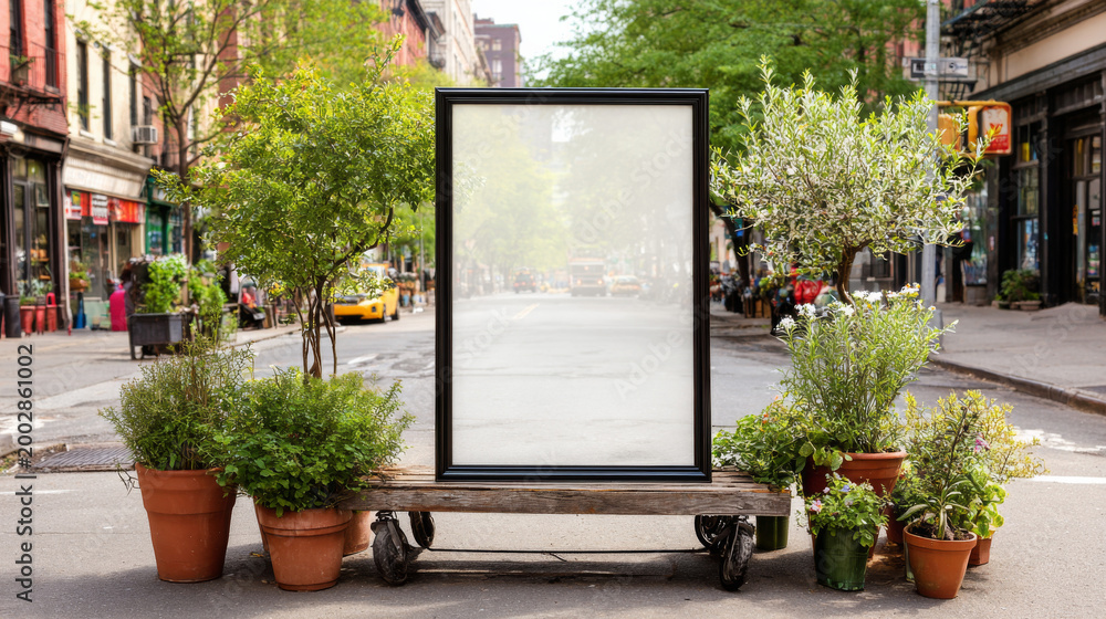 Obraz premium Blank vertical billboard mockup on urban street