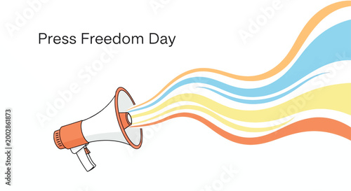 Press Freedom Day Concept with Megaphone Spreading News and Liberty