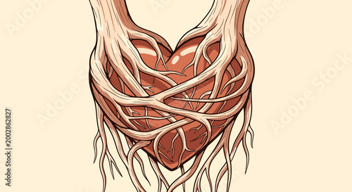 Anatomical Heart Illustration with Nerves.