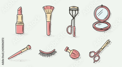 Assorted Cosmetics and Beauty Products Illustration.